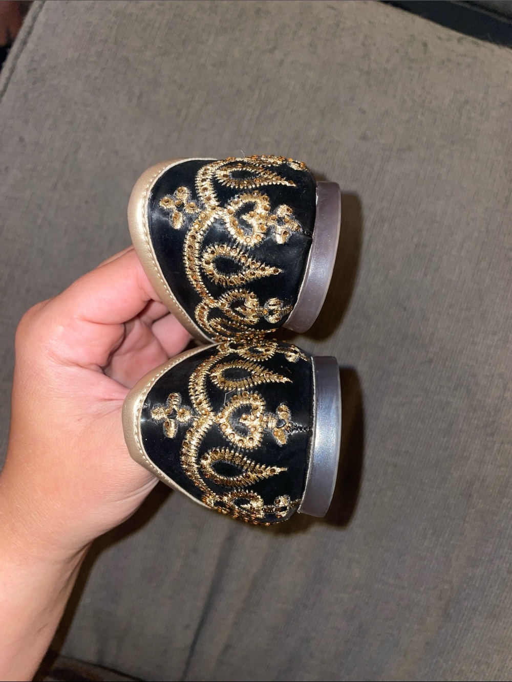 Embroidered Black and Gold "Delco" Women's Flats size 36 (5 1/2-6) - Picture 6 of 6